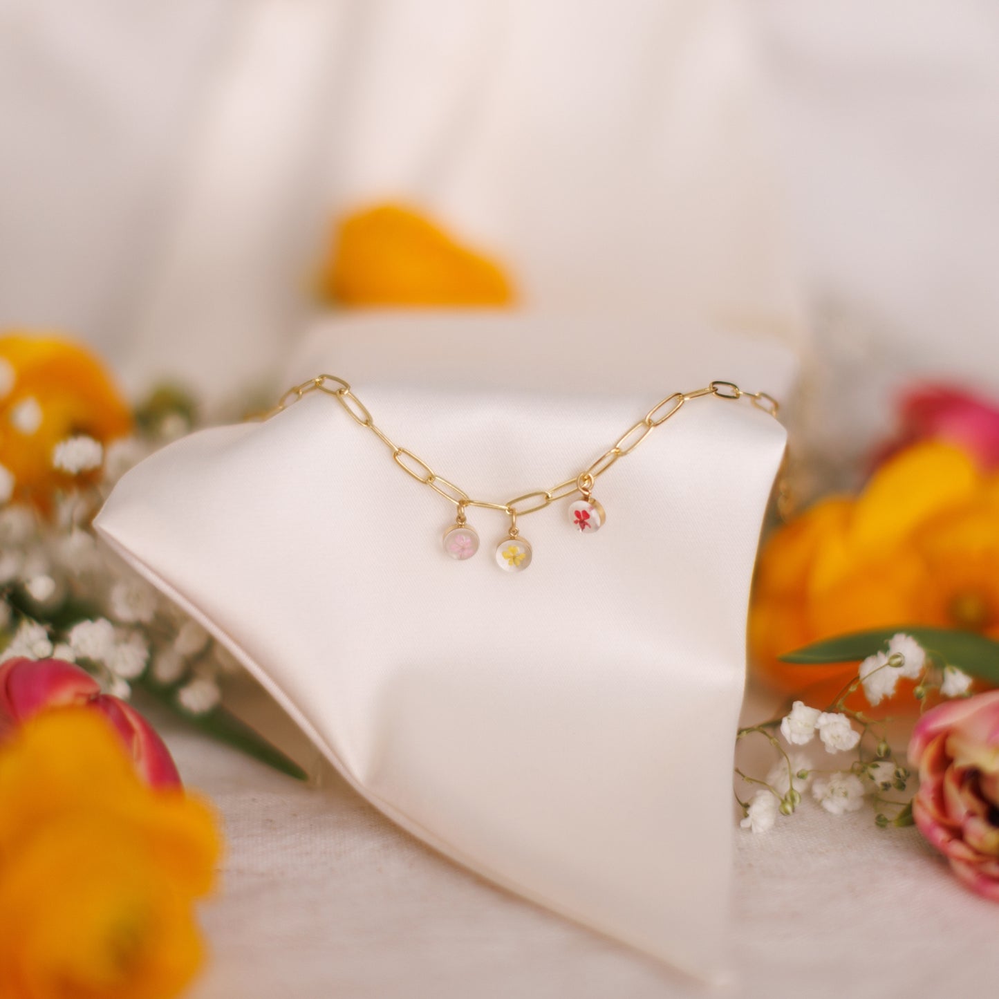 Birth Flower Paperclip Necklace