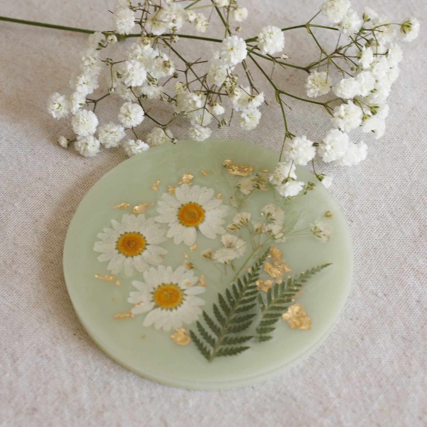 Pressed Flower Coasters, Set of 2