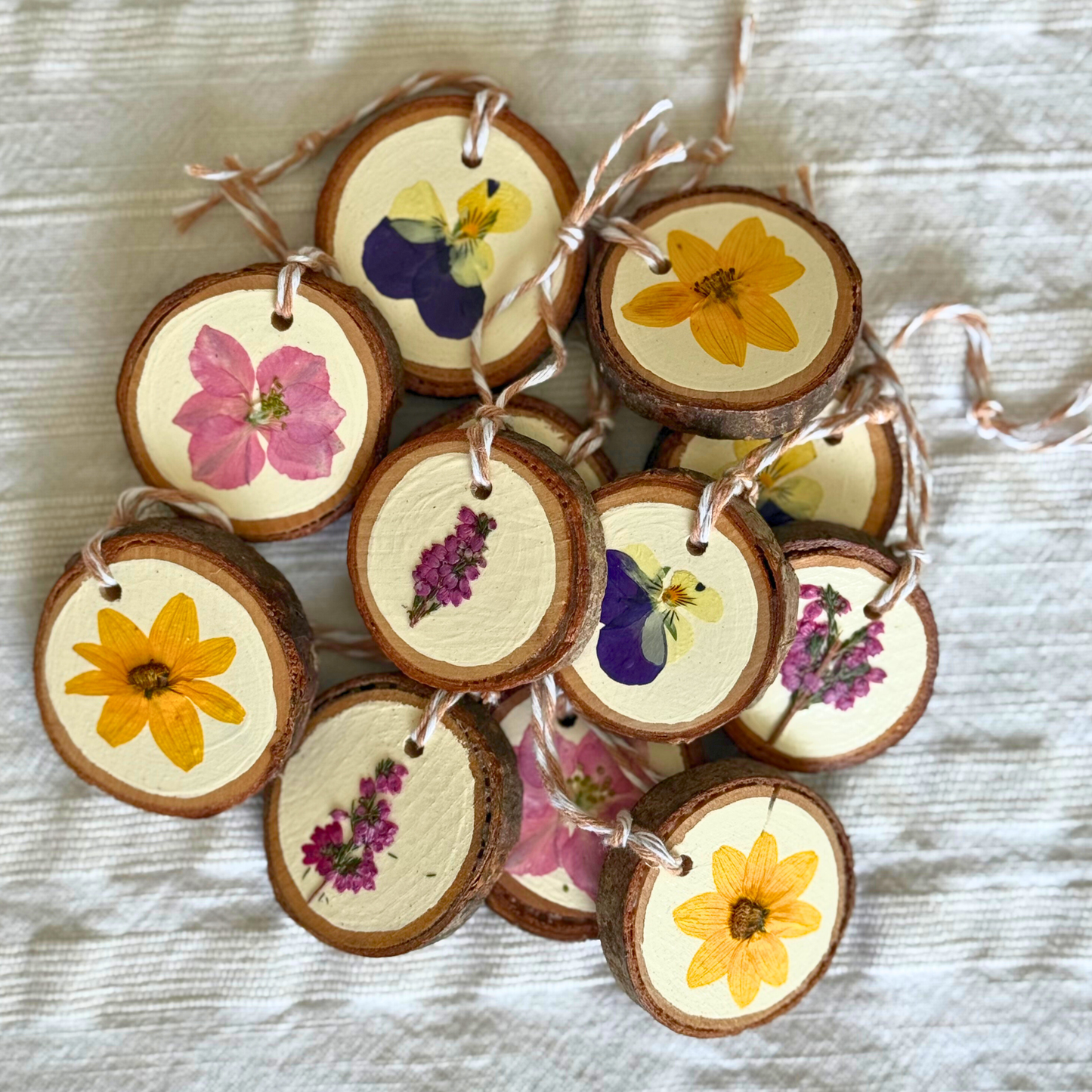 Wood Wildflower Ornaments