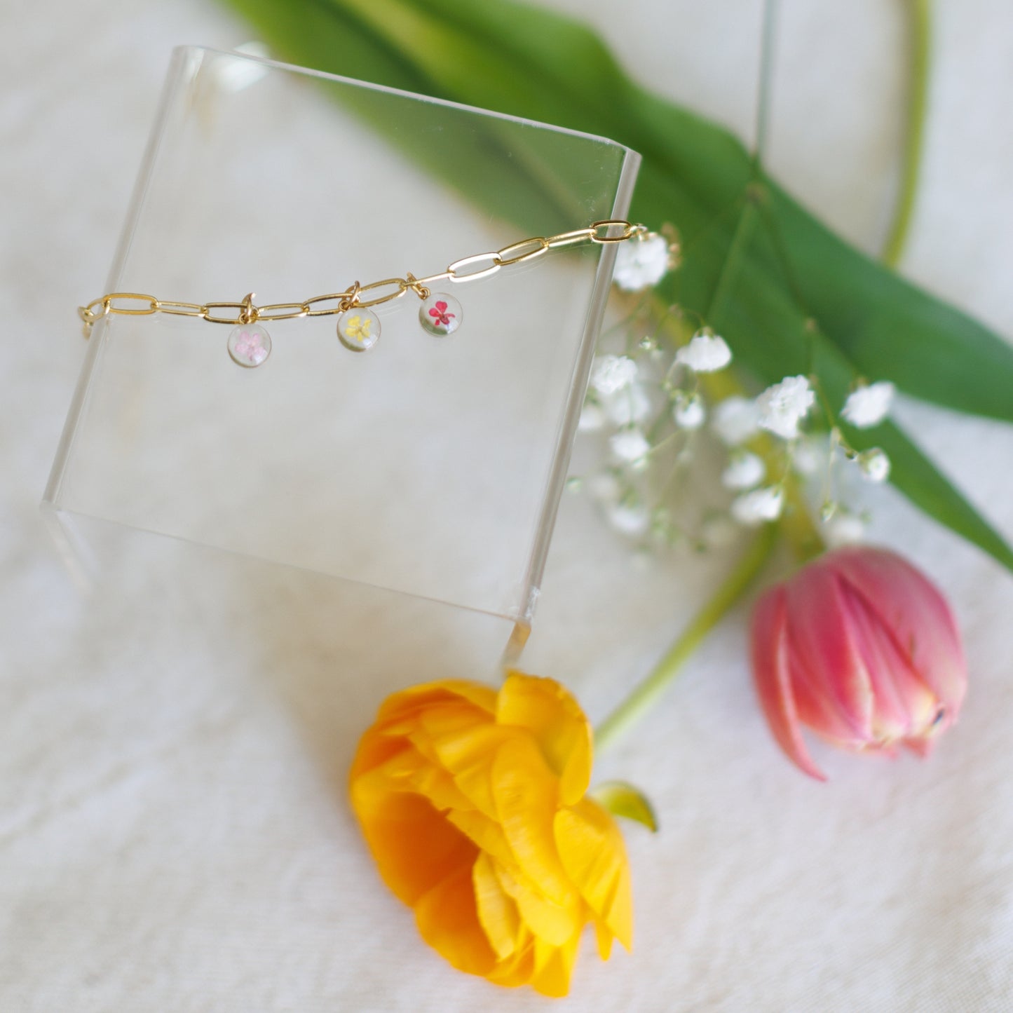 Birth Flower Paperclip Necklace