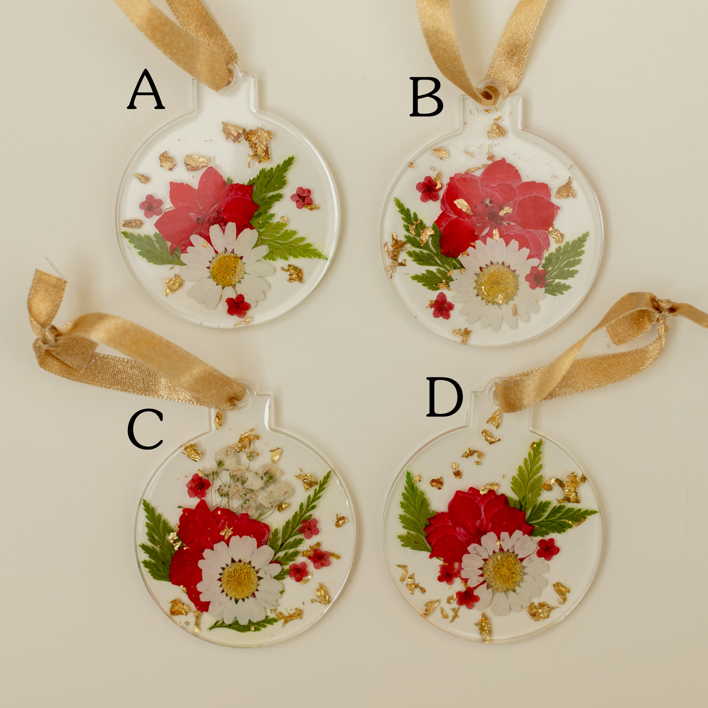 Resin Ornaments Red and White